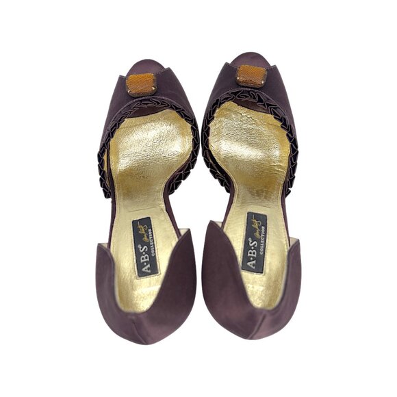 ABS by Allen Schwartz Purple Satin Peep Toe Pumps - Jewel Accent - Size 9.5 - Picture 13 of 14